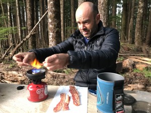 Sunshine Coast Trail heating bacon